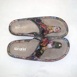 Alegria Carina CAR-852 Floral Thong Wedge Sandals Size 38 (US 8/8.5)